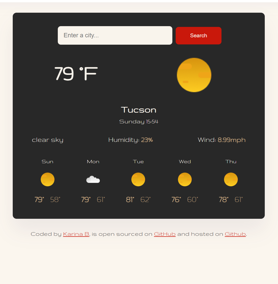 weather app page